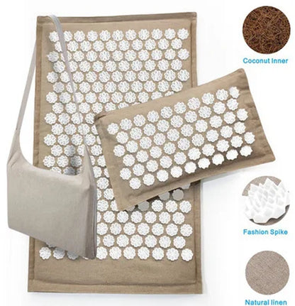 Kuznetsov'S Applicator Massage Cushion with Pillow Coconut Fiber Lotus Acupressure Mat Shiatsu Relaxation Needle Relieve Back