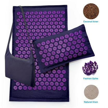 Kuznetsov'S Applicator Massage Cushion with Pillow Coconut Fiber Lotus Acupressure Mat Shiatsu Relaxation Needle Relieve Back